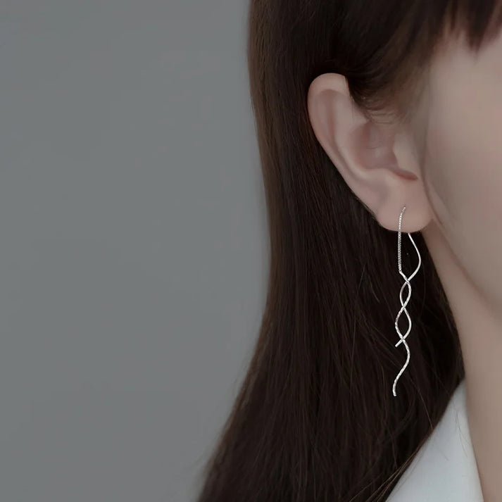 Wave Threader 925 Sterling Silver Earrings
